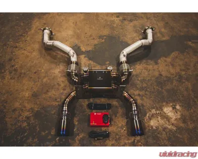 Valvetronic Designs Double X-Pipe F1 Race Non-Valved Sport Exhaust w/ Race Free Flow Front Pipes McLaren 720S 2018-2022 - MAC.720S.F1.FF.TI