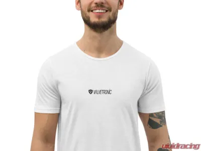 Valvetronic Designs Men's Curved Hem T-Shirt - White Logo, 100% Cotton, Regular Fit - 4452868_11342