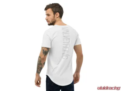 Valvetronic Designs Men's Curved Hem T-Shirt - White Logo, 100% Cotton, Regular Fit - 4452868_11342
