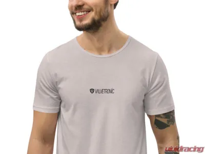 Valvetronic Designs Men's Curved Hem T-Shirt - White Logo, 100% Cotton, Regular Fit - 4452868_12685