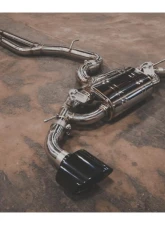 Valvetronic Designs Brushed 2 Black OEM Style Tips Finish Valved Sport Exhaust System Audi TTRS MK3 2017-2020                                     - AUD.MK3.VSES.BR.RC - Image 2