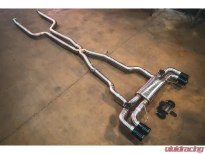 BMW Valvetronic Designs 4" Brushed Steel Titanium Valved Exhaust System for G30 M550i 2017-2023 - BMW.G30.M550i.VSES.TI.TIBRT