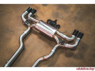 BMW Valvetronic Designs 4" Brushed Steel Titanium Valved Exhaust System for G30 M550i 2017-2023 - BMW.G30.M550i.VSES.TI.TIBRT