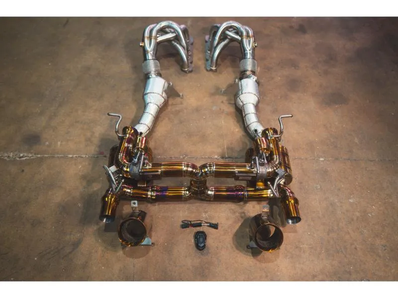 Valvetronic Designs Valved Sport Exhaust System Sport 200 Cell Catted Test Pipes + F1 Race headers Ferrari 458 Speciale 2013-2015 - FER.458S.VSES.2CCH.TI
