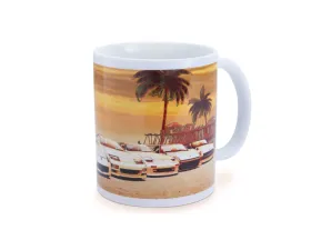 Tomei White Z Car Sunset Huntington Beach Mug