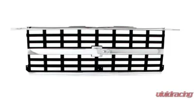 AMD Chrome/Dark Gray Dual Headlights Premium Grille OE Style with Emblem Mount Chevrolet Blazer | C/K 30 | Suburban 1989-1991 - 150-4389-4