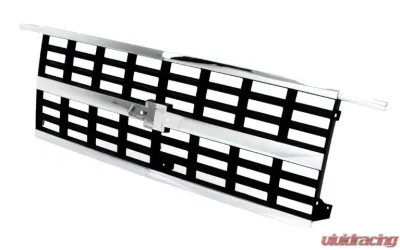 AMD Chrome/Dark Gray Dual Headlights Premium Grille OE Style with Emblem Mount Chevrolet Blazer | C/K 30 | Suburban 1989-1991 - 150-4389-4