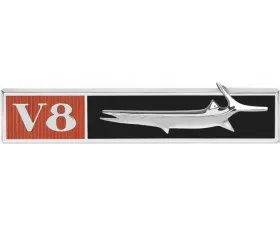 AMD V8 LH Fender Emblem w/ Fish - Plymouth Barracuda 1968