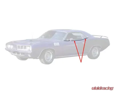 AMD Anodized Aluminum Door & Quarter Top Edge Molding Set - 4pcs Plymouth Barracuda Coupe 1970-1974 - K-MN1472