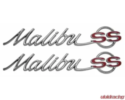 AMD "Malibu SS" Quarter Panel Emblems - Pair Chevrolet Chevelle 1965 - T-4210