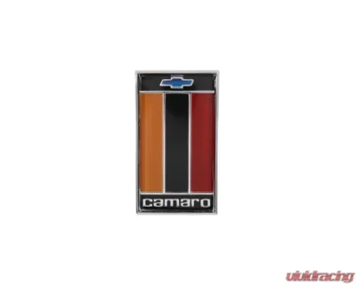 AMD "Camaro" Trunk Emblem w/ Orange Bowtie Logo Chevrolet Camaro 1975-1977 - T-6839