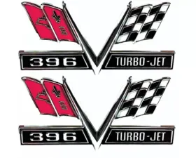 AMD 396 Turbo-Jet Flag Fender Emblems Chevrolet Camaro | Chevelle | Impala 1965-1967