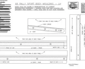AMD Lower Body Molding Template Kit Chevrolet Camaro Rally Sport 1968