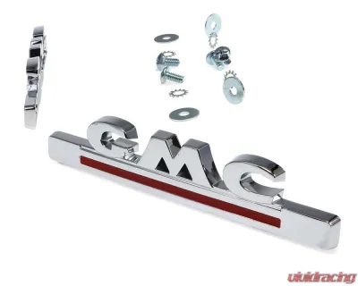 AMD Hood Side Emblems Pair GMC Chrome and Red GMC Pickup | Suburban 1947-1950 - X999-4947-31P