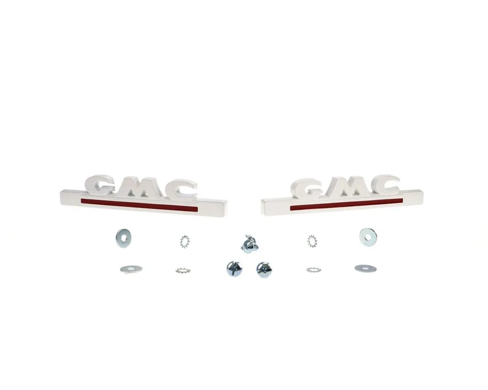 AMD Hood Side Emblems Pair GMC White and Red GMC Pickup | Suburban 1951-1953 - X999-4951-31P