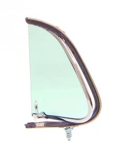 AMD Green Tint Glass LH Vent Window Assembly w/ Chrome Frame Ford F1 | F2 Pickup Truck 1951-1952                                     - X560-4551-2TLS - Image 3
