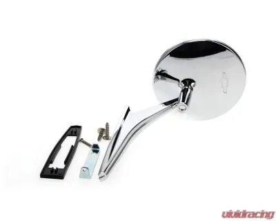 AMD Round Outside Door Mirror w/ Bowtie Chevrolet Chevy II | Nova | Chevelle | El Camino | Camaro 1966-1967 - X570-3066