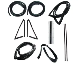 AMD 13-Piece Full Weatherstrip Kit w/ Chrome Beltline & Reveal Trim Groove Chevrolet | GMC C/K Pickup Truck w/ Small Rear Window 1967
