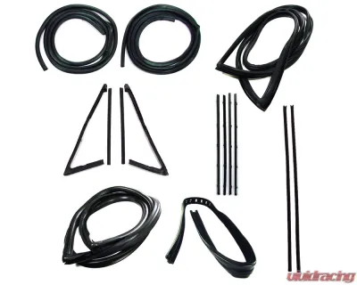 AMD 13-Piece Full Weatherstrip Kit w/ Chrome Beltline & Reveal Trim Groove Chevrolet | GMC C/K Pickup Truck w/ Small Rear Window 1967 - X599-4067-6S