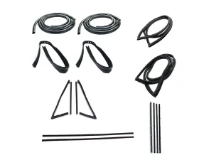AMD 12-Piece Full Weatherstrip Kit w/ Chrome Beltline & Reveal Trim Groove Chevrolet | GMC C/K Pickup Truck w/ Large Rear Window 1971-1972