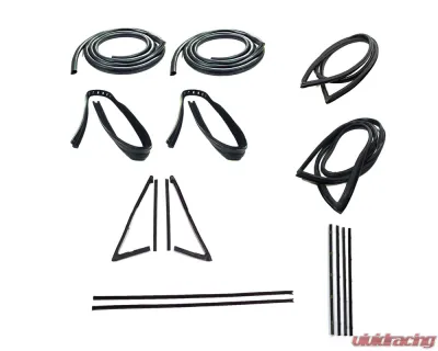 AMD 12-Piece Full Weatherstrip Kit w/ Chrome Beltline & Reveal Trim Groove Chevrolet | GMC C/K Pickup Truck w/ Large Rear Window 1971-1972 - X599-4071-1S