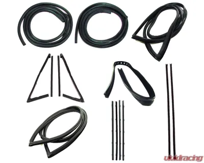 AMD 16-Piece Full Weatherstrip Kit w/ Black Beltline & Reveal Trim Groove Chevrolet | GMC C/K Pickup Truck w/ Large Rear Window 1971-1972 - X599-4071-S