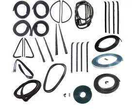AMD 39-Piece Full Weatherstrip Kit w/ Chrome Reveal Lock Strip Chervrolet | GMC C/K Pickup Truck | Suburban w/ Tailgate 1975-1977