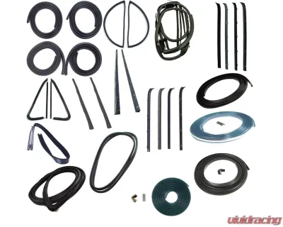 AMD 39-Piece Full Weatherstrip Kit w/ Chrome Reveal Lock Strip Chervrolet | GMC C/K Pickup Truck | Suburban w/ Tailgate 1975-1977 - X599-4275-S