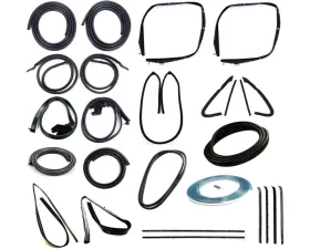 AMD 25-Piece Full Weatherstrip Kit w/ Chrome Reveal Lock Strip & 2-Piece Vent Window Seal Chervrolet | GMC C/K Pickup Truck | Blazer | Jimmy 1981-1985
