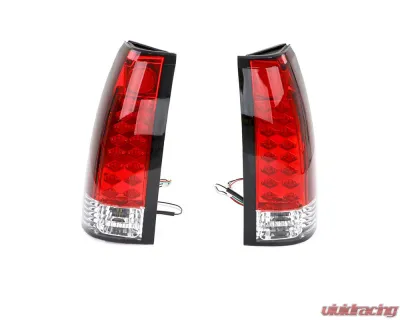AMD Pair Red & Clear Lens 16 Red LED Tail Light Assembly Chevrolet | GMC C/K Fleetside OBS Truck 1988-1998 - X950-4088-DP