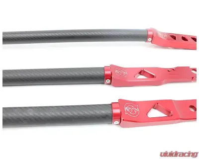 VTT Carbon Fiber Strut Braces Red BMW M3 | M4 2021-2024 - VTT-G8X-CAR-STRUT-RED-1