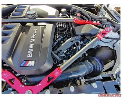 VTT Carbon Fiber Strut Braces Red BMW M3 | M4 2021-2024 - VTT-G8X-CAR-STRUT-RED-1