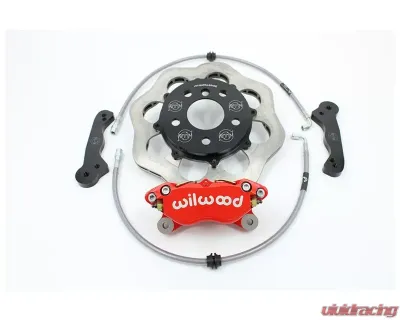 VTT Ultimate Front Drag Brake Kit Scalloped Version 4 Piston Red Volkswagen Golf | GTI 2014-2019 - VTT-MQB-BRAKE-3-RED-1