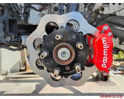 VTT 4 Piston Red Scalloped Ultimate Front Drag Brake Kit BMW E | F Series - VTT-BMW-FRONT-BRAKE-RED-4-3