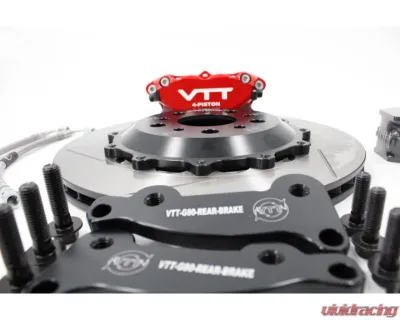 VTT Ultimate Red 4-Piston Lightweight Rear Race Brake Kit w/o Parking Brake BMW G8X - VTT-BMW-G8X-REAR-BRAKE-RED-4