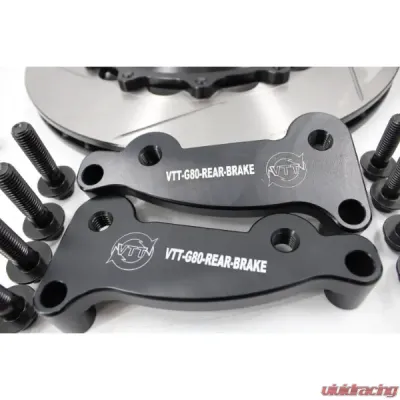 VTT 6 Piston Black Ultimate Lightweight Rear Race Brake Kit w/o Parking Brake BMW G8X 2021-2025 - VTT-BMW-G8X-REAR-BRAKE-BLACK-6