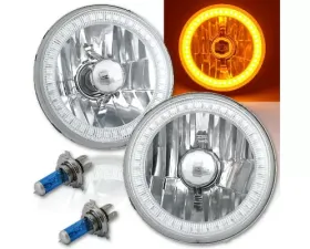 Octane Lighting 5 3/4 Inch SMD Amber LED Halo Halogen Bulb Headlight Angel Eye Crystal Clear Pair