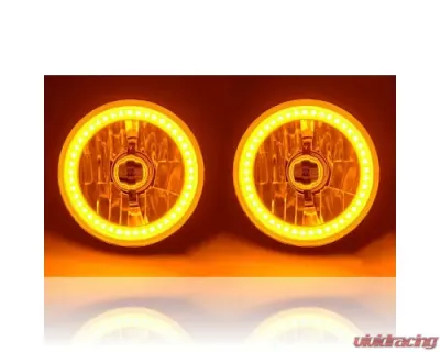 Octane Lighting 5 3/4 Inch SMD Amber LED Halo Halogen Bulb Headlight Angel Eye Crystal Clear Pair - OL-001L-A
