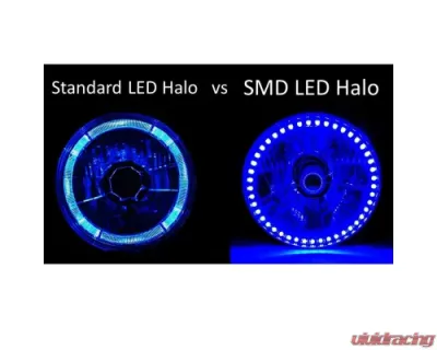 Octane Lighting 5 3/4 Inch SMD Amber LED Halo Halogen Bulb Headlight Angel Eye Crystal Clear Pair - OL-001L-A