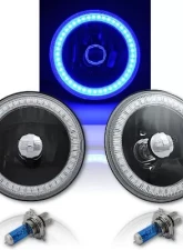 Octane Lighting 5 3/4 Inch Blue SMD LED Halo Angel Eye Black Halogen Light Crystal Headlight Pair                                     - OL-001L-B-BLK - Image 12