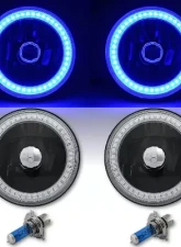 Octane Lighting 5 3/4 Inch Blue SMD LED Halo Angel Eye Black Halogen Light Crystal Headlight Pair                                     - OL-001L-B-BLK - Image 3