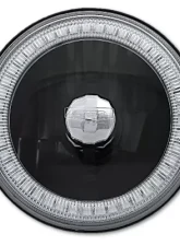 Octane Lighting 5 3/4 Inch Blue SMD LED Halo Angel Eye Black Halogen Light Crystal Headlight Pair                                     - OL-001L-B-BLK - Image 4