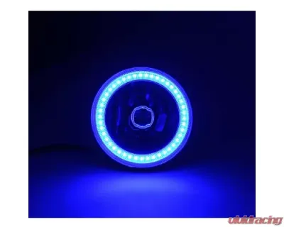 Octane Lighting 5 3/4 Inch Blue SMD LED Halo Angel Eye Black Halogen Light Crystal Headlight Pair - OL-001L-B-BLK