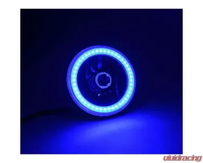 Octane Lighting 5 3/4 Inch Blue SMD LED Halo Angel Eye Black Halogen Light Crystal Headlight Pair - OL-001L-B-BLK