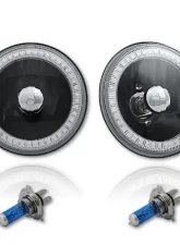 Octane Lighting 5 3/4 Inch Blue SMD LED Halo Angel Eye Black Halogen Light Crystal Headlight Pair                                     - OL-001L-B-BLK - Image 8