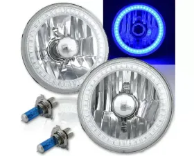 Octane Lighting 5 3/4 Inch SMD Blue LED Halo Halogen Bulb Headlight Angel Eye Crystal Clear Pair