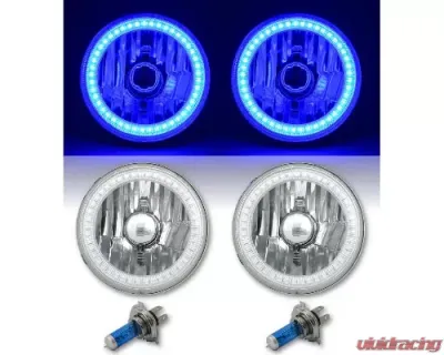 Octane Lighting 5 3/4 Inch SMD Blue LED Halo Halogen Bulb Headlight Angel Eye Crystal Clear Pair - OL-001L-B