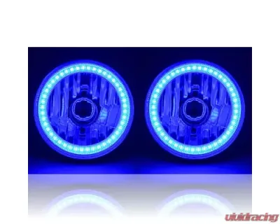 Octane Lighting 5 3/4 Inch SMD Blue LED Halo Halogen Bulb Headlight Angel Eye Crystal Clear Pair - OL-001L-B