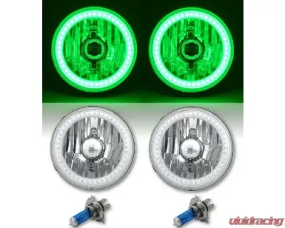 Octane Lighting 5 3/4 Inch Green SMD LED Halo Angel Eye Halogen Light Bulb Crystal Headlight Pair - OL-001L-G