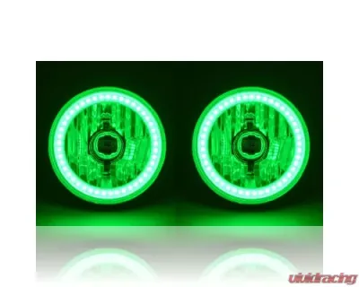 Octane Lighting 5 3/4 Inch Green SMD LED Halo Angel Eye Halogen Light Bulb Crystal Headlight Pair - OL-001L-G
